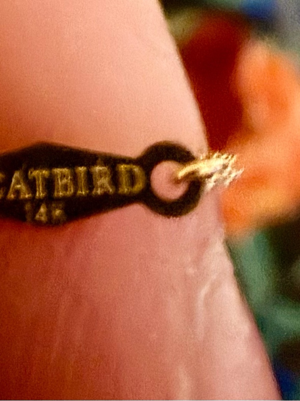 Catbird Gold Ribbon Necklace with Single Diamond - Picture 3 of 4